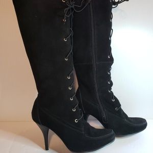 Black Stiletto Suede leather boots